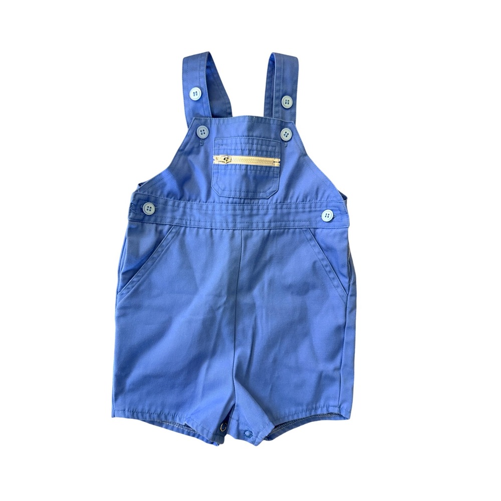 Vintage Sears Infant Blue Shortalls Overalls Medium 28.5-32in Style 87903